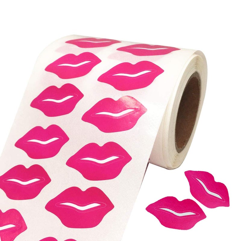 Remarkable Lips Stickers Removable Labels Perforated Self Adhesive Kisses Labels for DIY Decorating Crafting, Total 1000 Pieces Per Roll Rose Red - Image 1